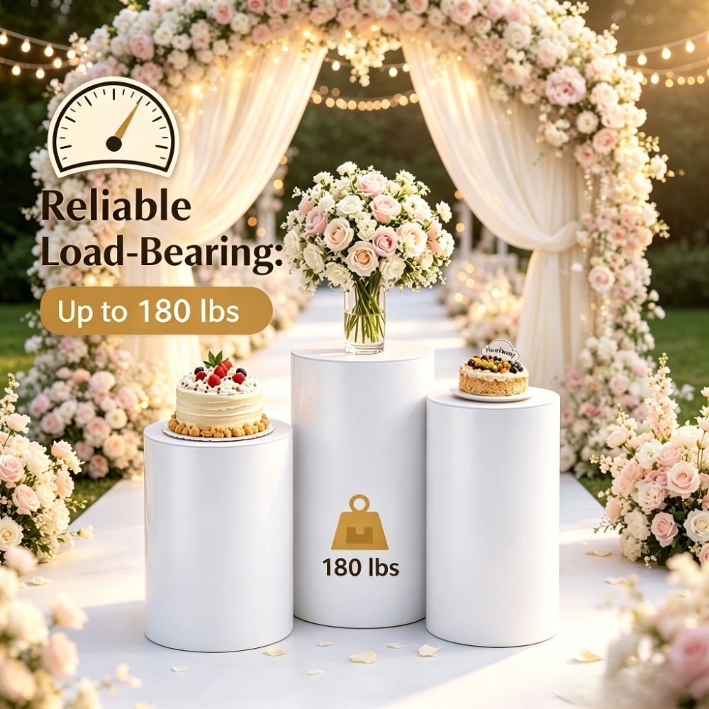 Wedding Party Supply - 3/5個入り ホワイトシリンダー台座、ウェディングパーティー用丸型台座柱、デザートケーキテーブルフラワーバックドロップデコレーション