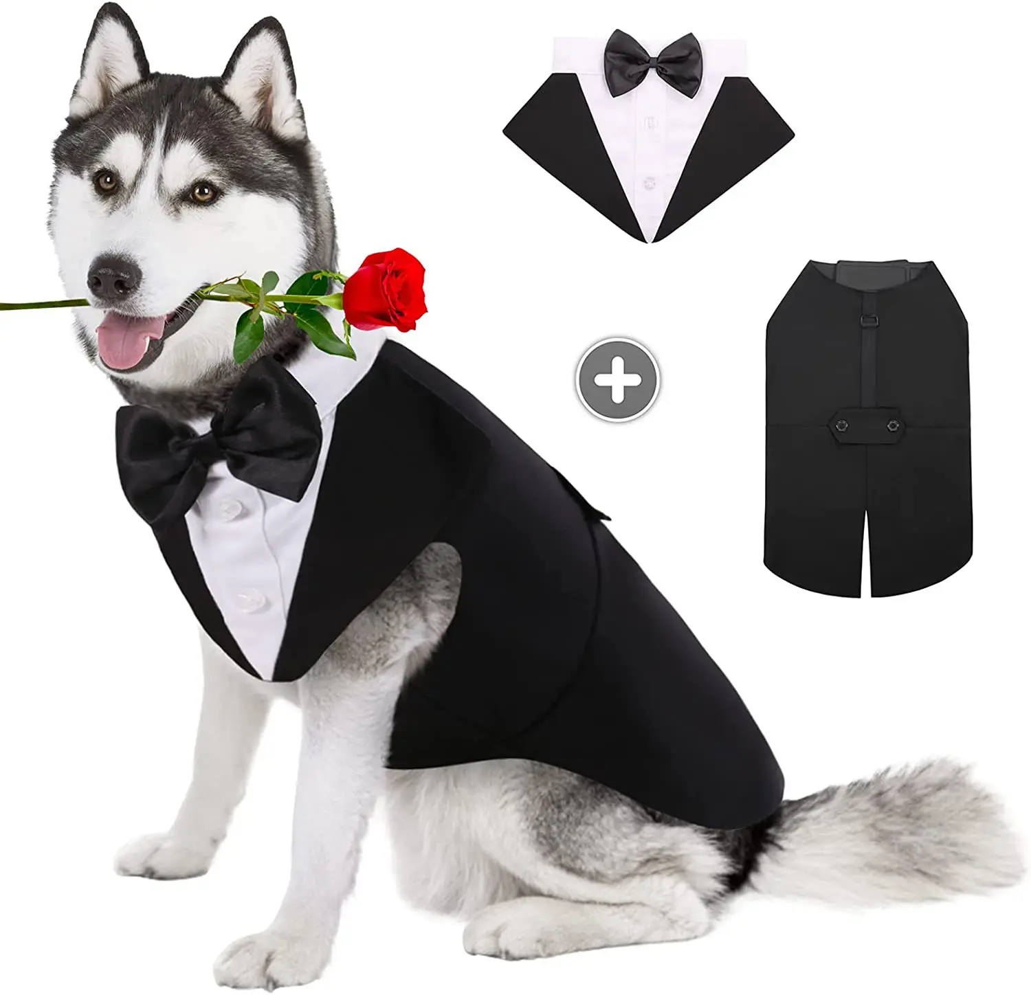 Suitsupply Wedding Tuxedo - ペット犬服ファッションパーティーショーフォーマルスーツネクタイボウシャツ結婚式タキシードハロウィンドレス小型大型犬服用品