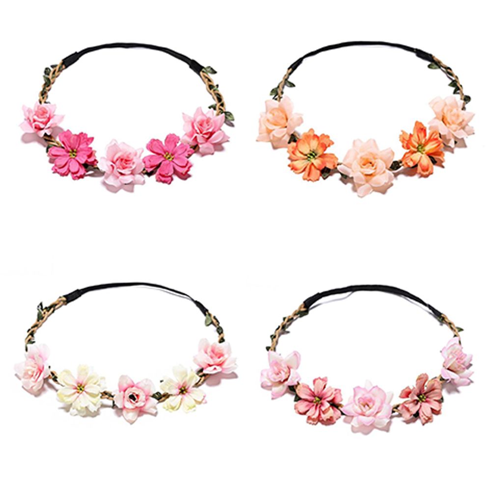 花の花輪ガール新しいヘアフラワーヘッドバンドガーランドヘッド - Wedding Arch Flower のレビューと価格