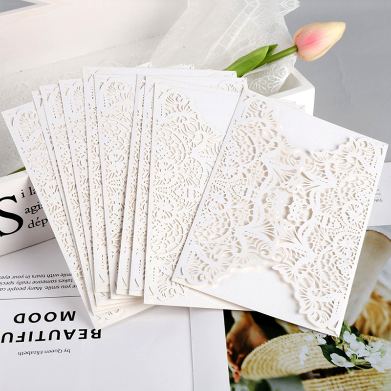 50枚/ロット ホワイトレーザーカット ウェディング招待状  - Wedding Supply Business のレビューと価格