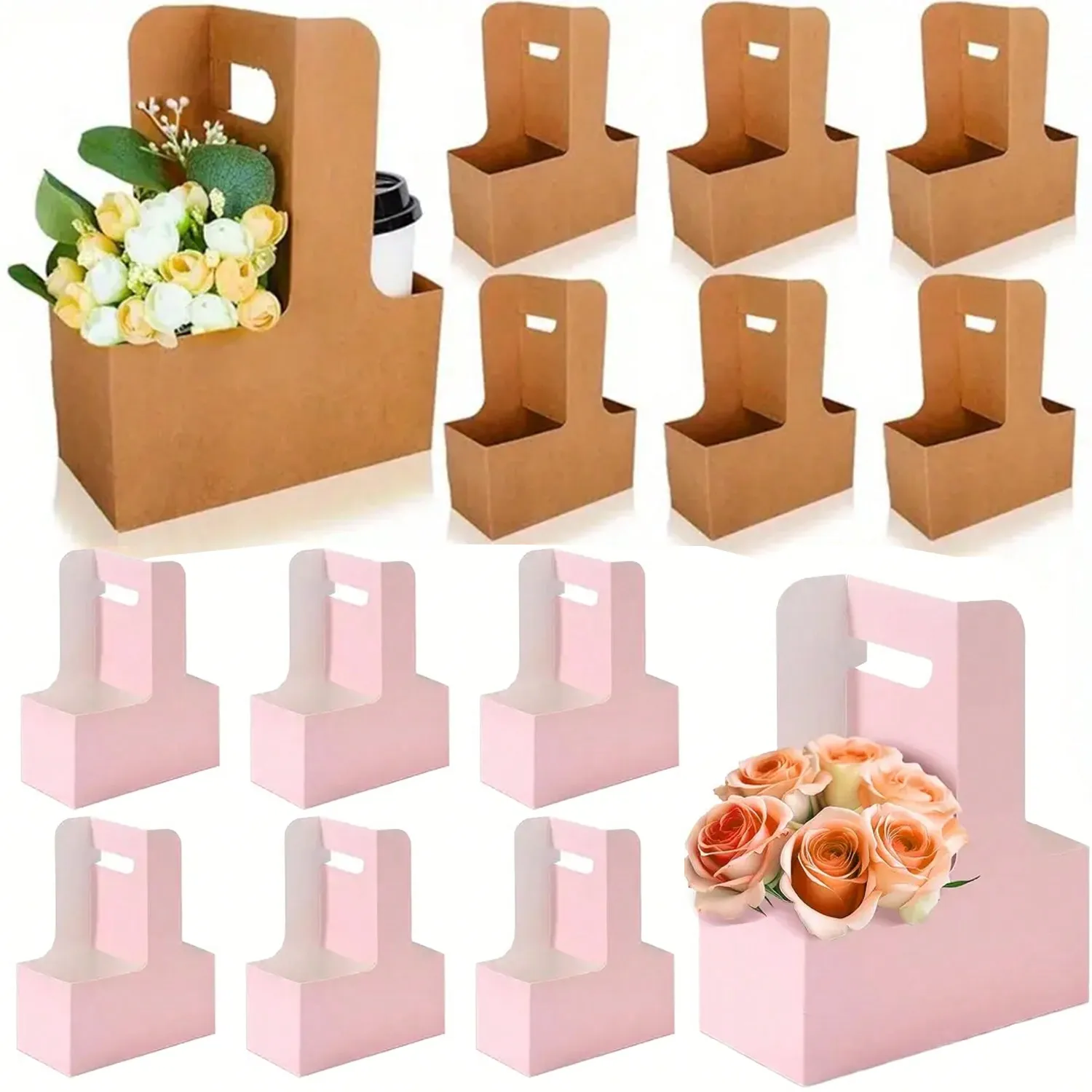 クラフト紙フラワーブーケギフトバッグ紙素材、ハンドルドリンク - Wedding Hampers のレビューと価格