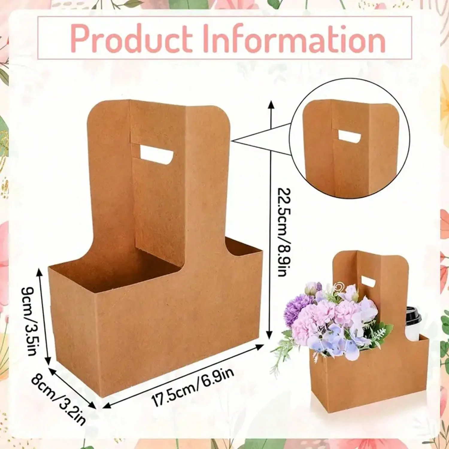 クラフト紙フラワーブーケギフトバッグ紙素材、ハンドルドリンク - Wedding Hampers のレビューと価格