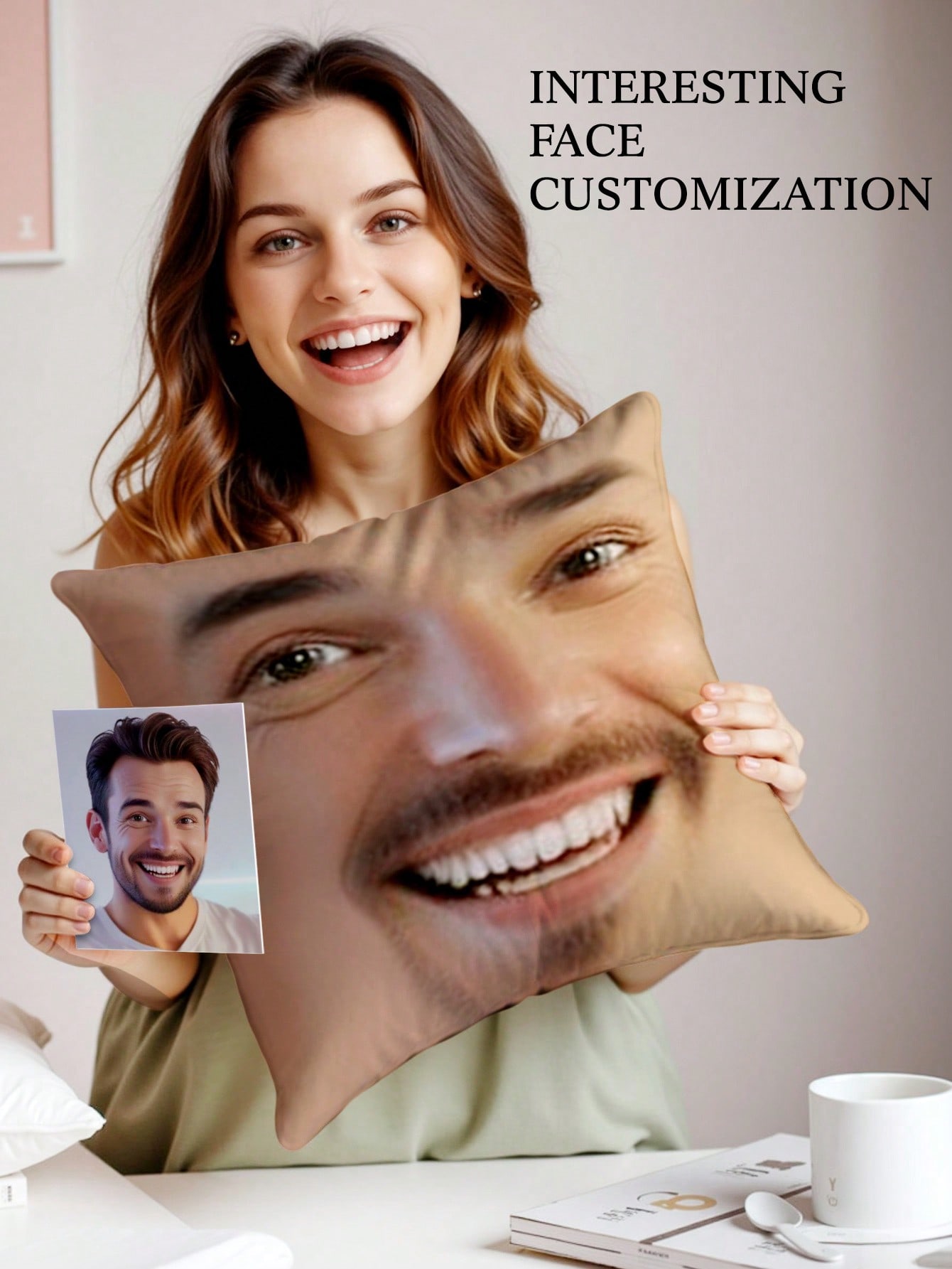 1pc カスタムフェイススクエア枕パーソナライズされた写真枕 - Wedding Party Supply のレビューと価格
