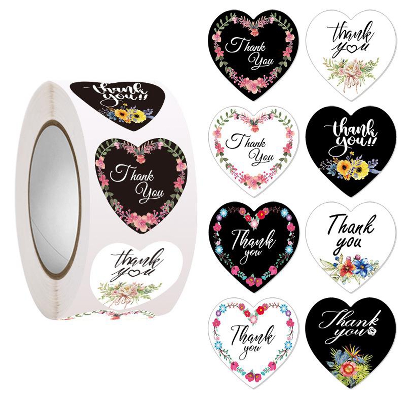 100-500 個ハートありがとうステッカー花装飾シールステ - Wedding Supply Business のレビューと価格