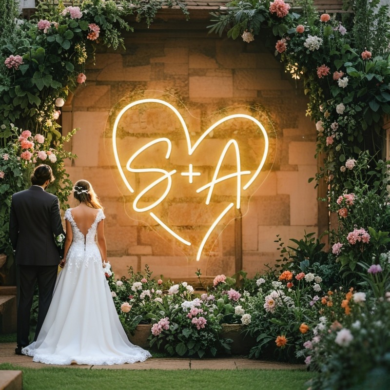 カスタムイニシャルハートLEDネオンサイン、結婚式パーティー - Wedding Party Supply のレビューと価格