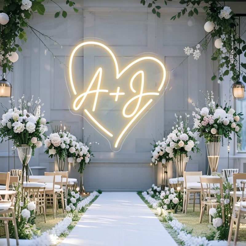 カスタムイニシャルハートLEDネオンサイン、結婚式パーティー - Wedding Party Supply のレビューと価格