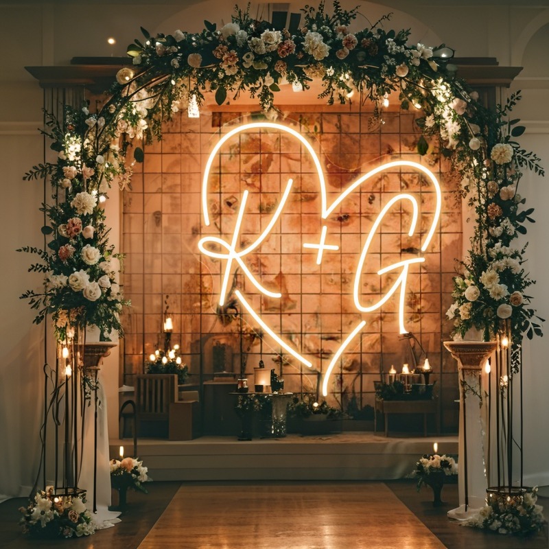 カスタムイニシャルハートLEDネオンサイン、結婚式パーティー - Wedding Party Supply のレビューと価格