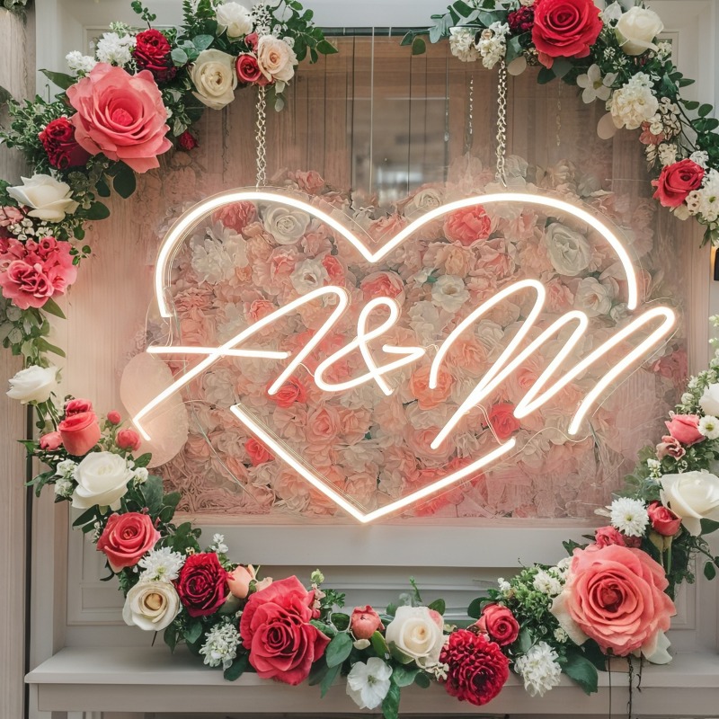カスタムイニシャルハートLEDネオンサイン、結婚式パーティー - Wedding Party Supply のレビューと価格