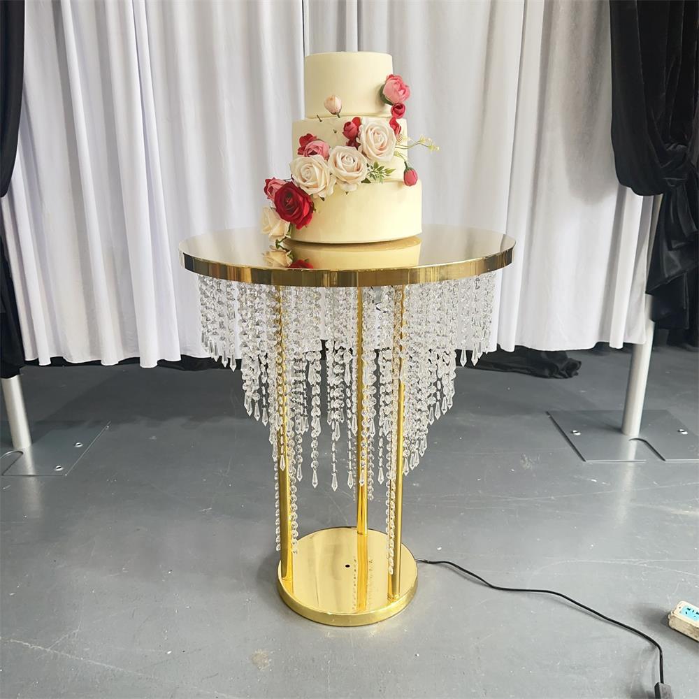 新しいクリスタルビーズカーテンケーキテーブルダイニングテーブ - Wedding Cake Supply Store のレビューと価格