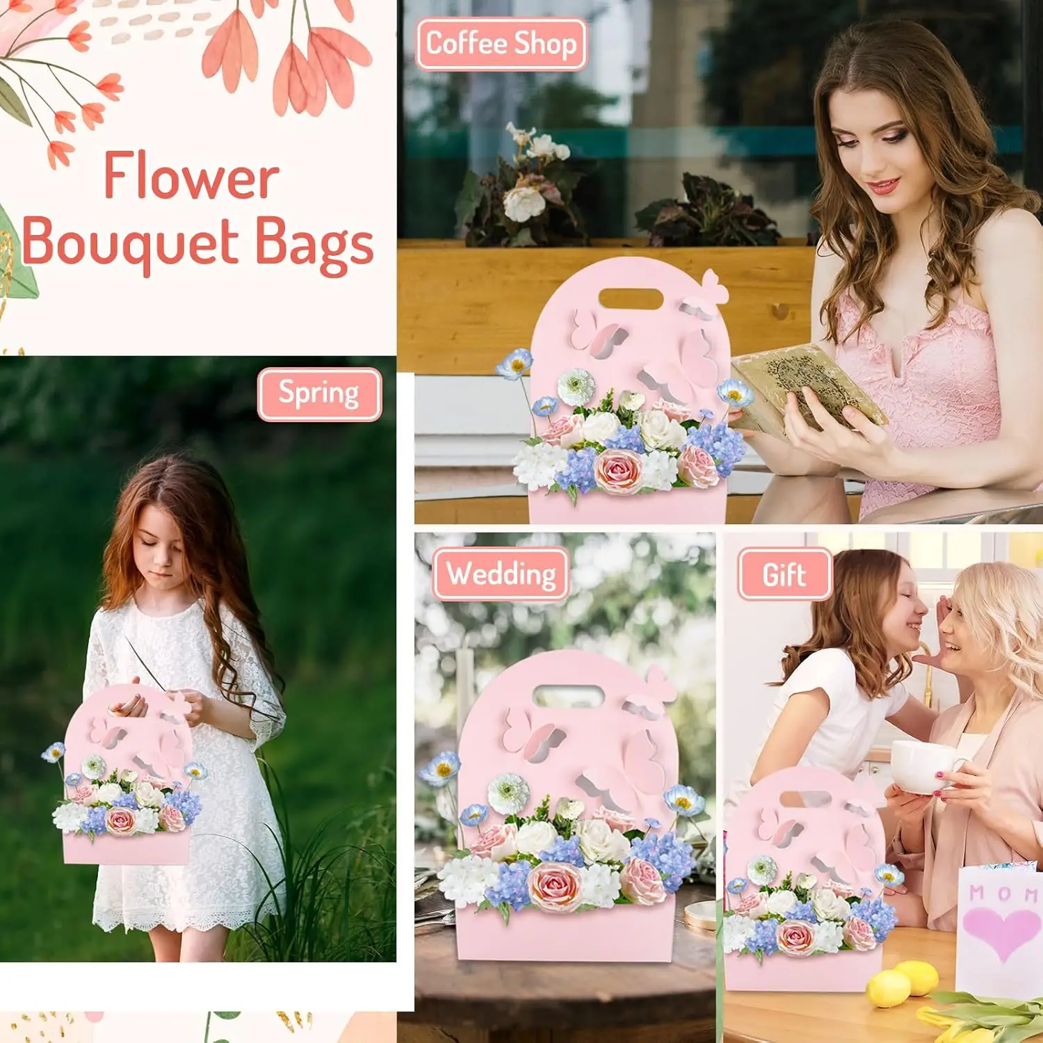1/5/10 個蝶フラワーボックスハンドフラワーバスケット紙 - Wedding Hampers のレビューと価格