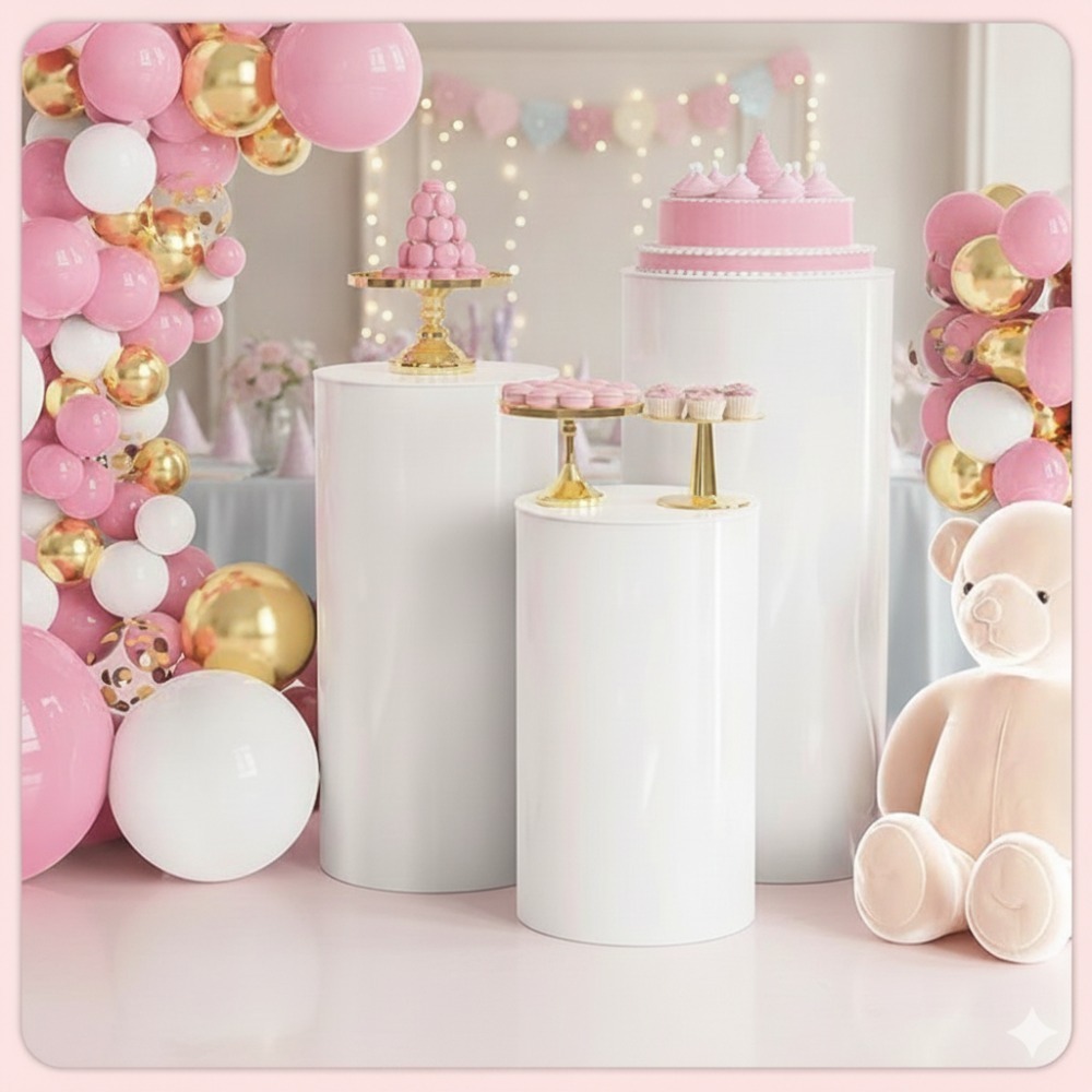 3/5個入り ホワイトシリンダー台座、ウェディングパーティー - Wedding Party Supply のレビューと価格