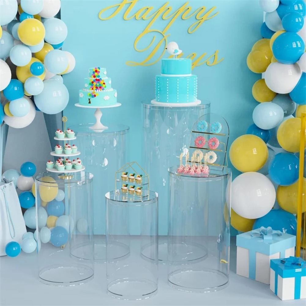 3/5個入り ホワイトシリンダー台座、ウェディングパーティー - Wedding Party Supply のレビューと価格