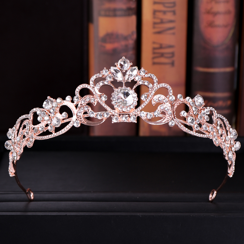 ブライダルティアラと王冠,ヘアアクセサリー,ピンクゴールドク - Wedding Supply Store のレビューと価格