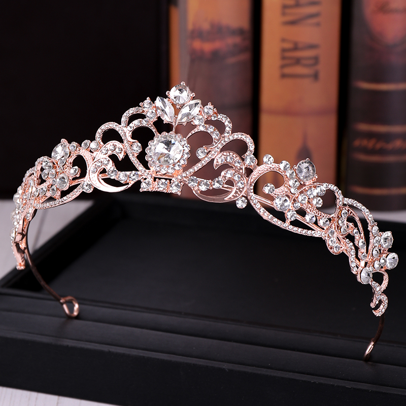 ブライダルティアラと王冠,ヘアアクセサリー,ピンクゴールドク - Wedding Supply Store のレビューと価格