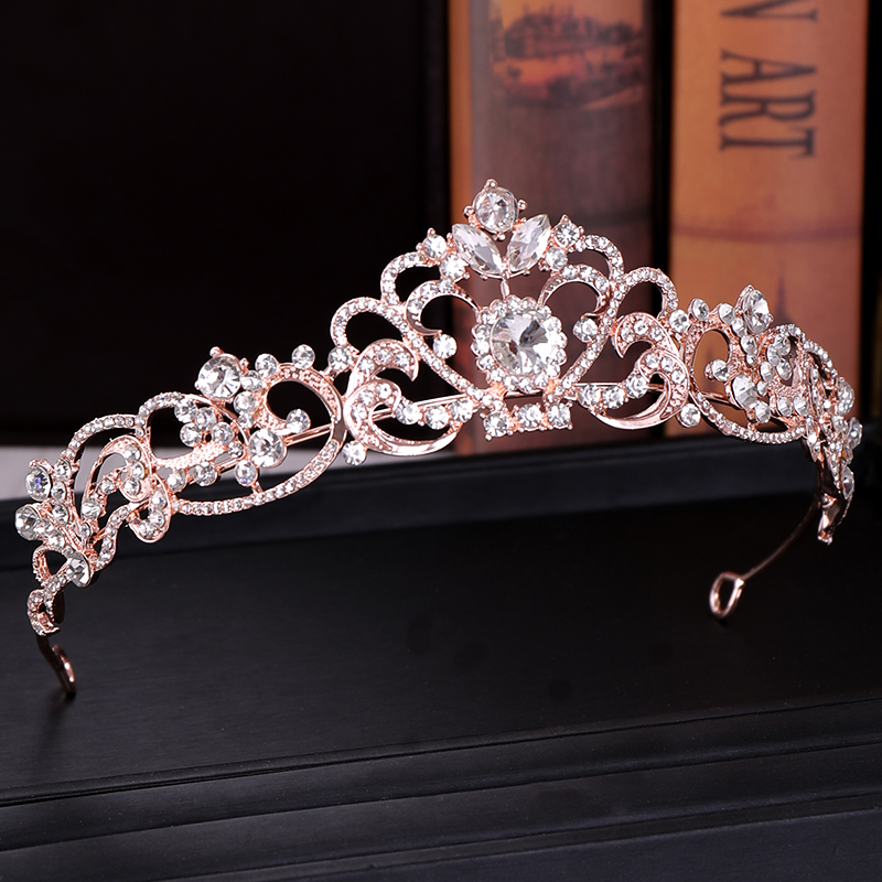 ブライダルティアラと王冠,ヘアアクセサリー,ピンクゴールドク - Wedding Supply Store のレビューと価格