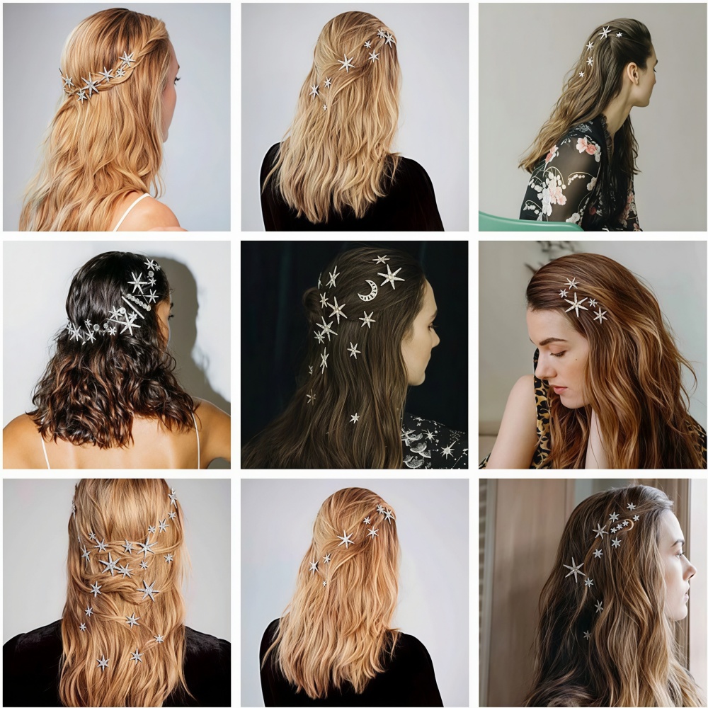 クリスタルスターヘアクリップピンブライダル女性ガールズファッ - Wedding Supply Store のレビューと価格