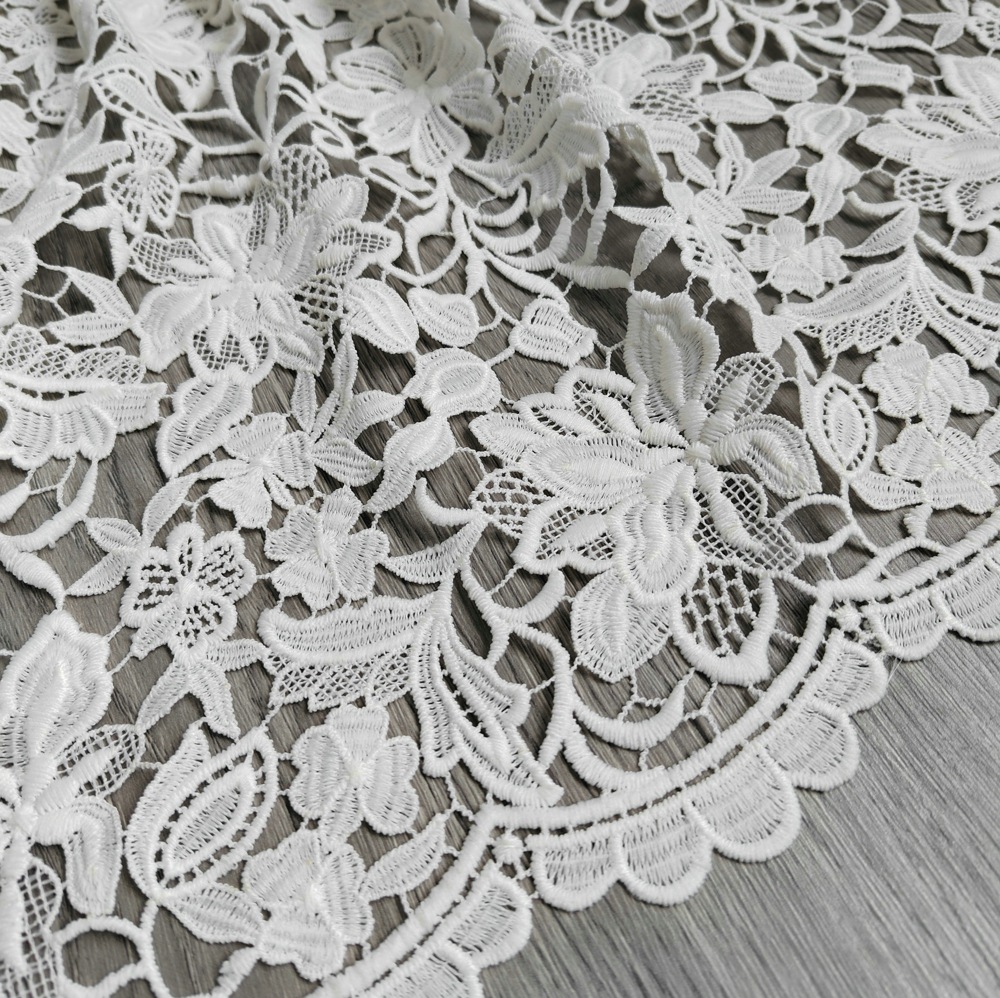 豪華な高品質ミルクシルク水溶性ギピュールレース刺繍生地DIY - Wedding Solution のレビューと価格