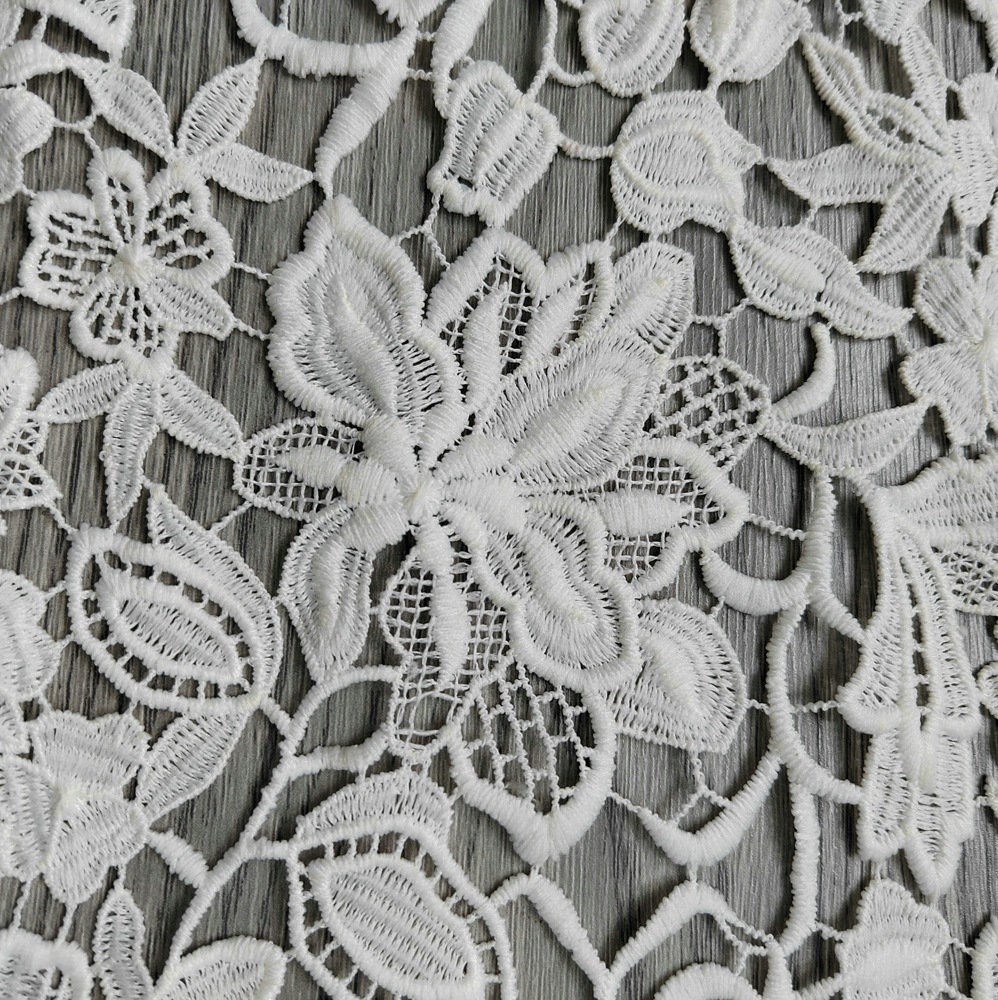 豪華な高品質ミルクシルク水溶性ギピュールレース刺繍生地DIY - Wedding Solution のレビューと価格